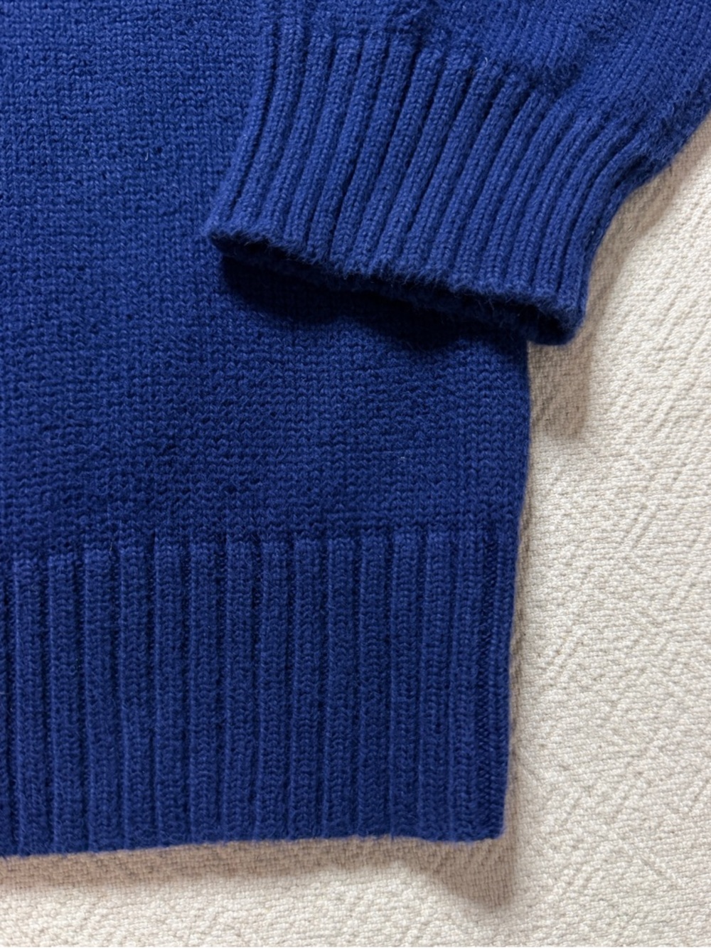 Polo Ralph Lauren Royal Blue Cotton Chunky Knit 1/4 Zip Sweater L Preppy Coastal - Picture 4 of 8